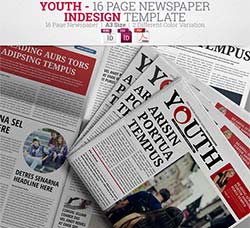 indesign模板－青年时报(通用型/16页)：Youth - 16 Page Newspaper Indesign